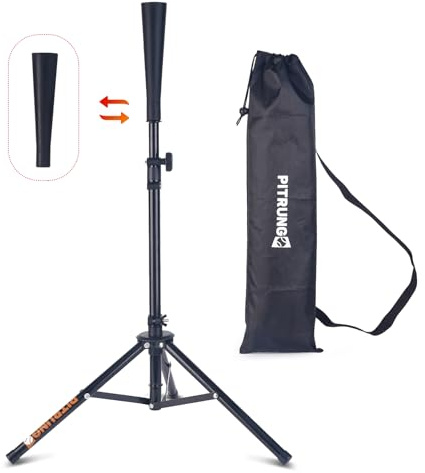 Pitrungo Baseball Tee Softball Tee Batting Tee for Hitting T Ball Set Tee Ball Stand for Kids Teens Adults Adjustable Tee Height 30''-45'' Portable W/Carry Bag for Outdoor Indoor