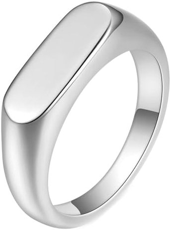 Gualiy Herren-Ringe Titan, Silber Damen Ringe Verlobung Hochglanzpoliert Rechteck Balken Ringe Größe 62 (19.7)
