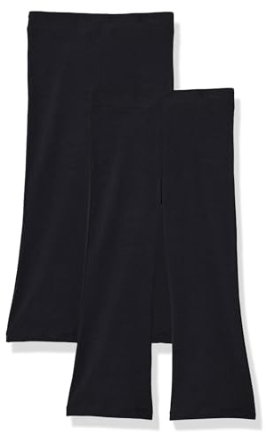 Amazon Essentials Leggings Ajustados Acampanados de Tejido de Punto Niñas, Pack de 2, Negro/Negro, 4 años