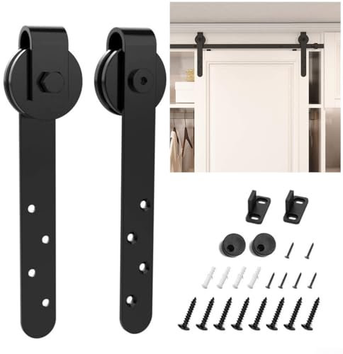 Riel para puerta corrediza, kit de herrajes para puerta corrediza de granero, rieles y poleas de grado industrial, para puertas de 1/2 pulgada y 1-1/8 pulgadas