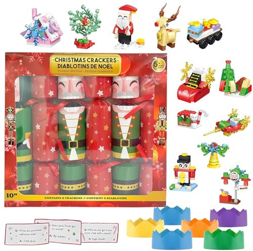 Crackers per Natalizi,Pacco da 6 Luxury Christmas Cracker con Sorpresa Cappelli,Giochi per Feste di Natale,Regali di Natale Xmas Cracker per Bambini Adulti,Decorazioni per la Tavola di Natales (Set 1)
