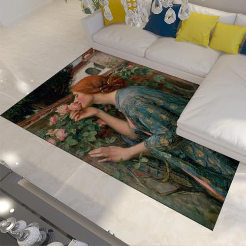 UERWOWELL Berühmte Kunst Flauschige Bereich Teppiche Rose Soul Print Ästhetischer Teppich HD Druck Kein Verschütten Pflegeleichte Teppiche für Wohnzimmer Schlafzimmer 60x120cm