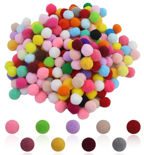 500 pompones de colores para manualidades de 20-25 mm - pompón juego multicolor - para niños y adultos - decoración, costura, bricolaje