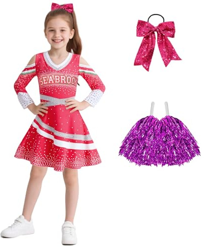 ASAOHAO Zombies Cheerleader Dresses for Girls Cheerleading Outfit Red