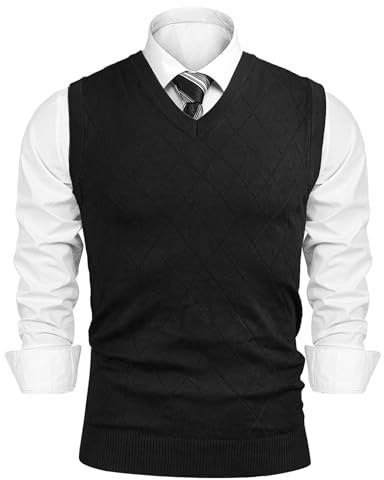 Sykooria Homme Gilet Col en V sans Manches Pull Classique Business Gilet pour Homme Tricoté Débardeurs