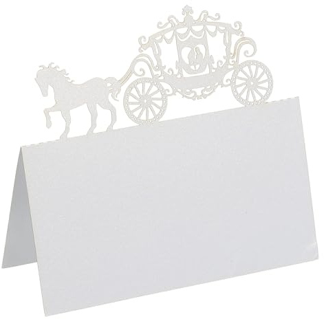 PATIKIL 50Pz Segnaposto per Matrimonio, Cartellini Segnaposto Comunione Tavolo Eleganti a Forma di Auto Tagliati Laser per Allestimento Tavola Ricevimento di Nozze Buffet, Bianco
