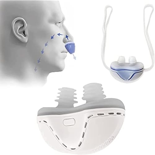 Générique Dispositif Anti-ronflement Électrique CPAP, Dispositif Anti-ronflement en Silicone, Mini Dispositifs De Solution De Ronflement Rechargeables USB pour Hommes/Femmes Sommeil Confortable,Blanc