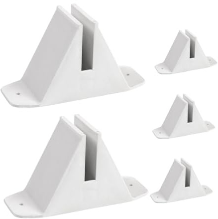 Sewroro 5pcs Weather-resistant Plastic Fence Post Base Stand Heavy Duty Anti-tipping Garden Pedestal Holder for Courtyard and Outdoor Rail Picket Support White Plastic Fence Brackets with