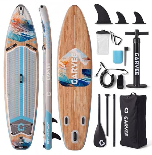 Premium SUP Board Set, Aufblasbares Stand Up Paddling Board – Ultra-Breites Mit 204kg Belastbarkeit, Verstellbares 3-Teiliges Paddel Mit Kamerahalterung, Komplettes Zubehör, Anfänger, Fortgeschrittene