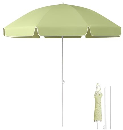 KXWOQ3ED Ombrellone da Spiaggia Portatile da 230 cm, Ombrellone da Giardino Esterno Rotondo, Protezione UV Impermeabile per Balcone, Mercato, Picnic, Cortile(Green)