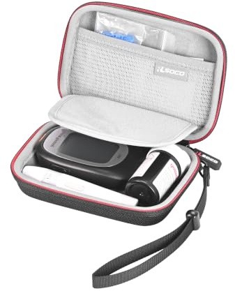 RLSOCO Funda para blood glucose meter - Negro | Compatibilidad universal con Sinocare, FoviFlxy, QUIWILL, AILE y Yuwell | Funda de viaje resistente a los golpes e impermeable (Sólo Funda)