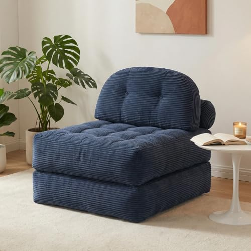 Qundicy Folding Sofa Bed, 3-in-1 Lazy Sofa Chair with Adjustable Backrest, Soft Bean Bag Chair Lounger for Living Room, Bedroom, Guest Room, Oversized Sleeper Chair