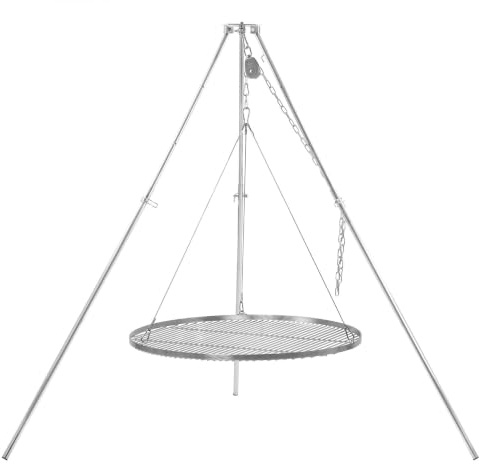 BBQ-Toro Treben, vridbar grill med Ø 80 cm grillgaller | rostfritt stål | justerbar höjd 119–184 cm | treben för eldskål, svänggrill utan eldskål, trädgårdsgrill | svängbar grill
