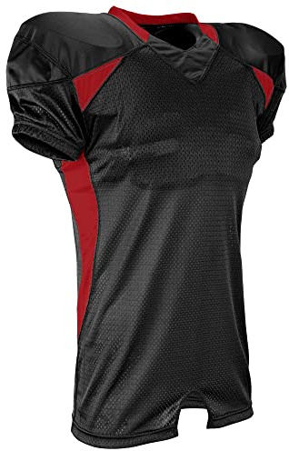 Champro Mens Huddle Stretch Polyester Dazzle Jersey, Black,Scarlet, Large