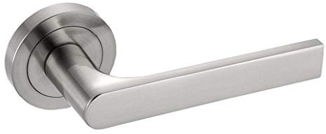 Cofan Juego de 2 manivelas | Fabricadas en zamak | Con roseta redonda | Modelo Atenas Color níquel