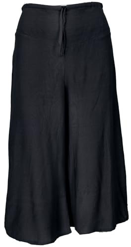 GURU SHOP Palazzohose, 7/8 Hosenrock, Boho Schlaghose, Sommerhose - Schwarz, Damen, Synthetisch, Size:S/M