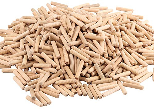 HAKZEON 1000 Pieces 5/16 x 1 1/2 Wood Dowel Pins Fluted Wooden Dowel Pins with Beveled Ends, Hardwood Made Tapered Wooden Dowel Pin Easy to Insert for Woodworking DIY Projects