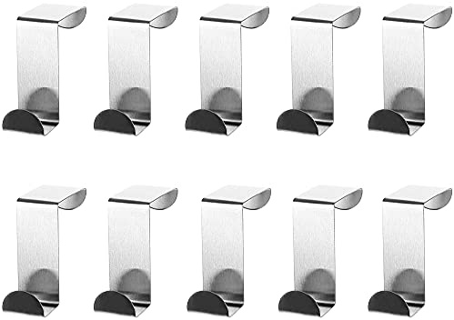XHNFCU 10 Piezas Gancho en la puerta Colgador para Puertas de Acero Inoxidable, Ganchos Sobre la Puerta Reversible, Para Baño, Cocina, Puerta, Armario, Cajón