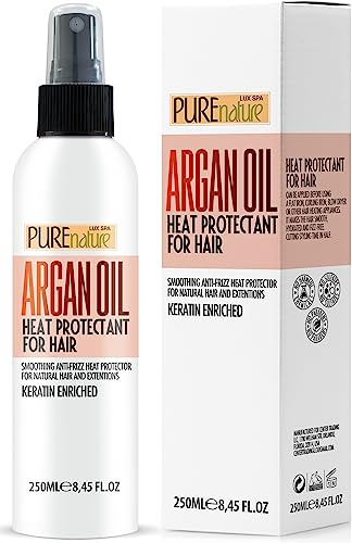 Heat Protectant Spray for Hair, with Keratin and Moroccan Argan Oil - Leave in Deep Conditioner for Women - Styling and Treatment Products for Dry, Damaged Hair - Damage Protection