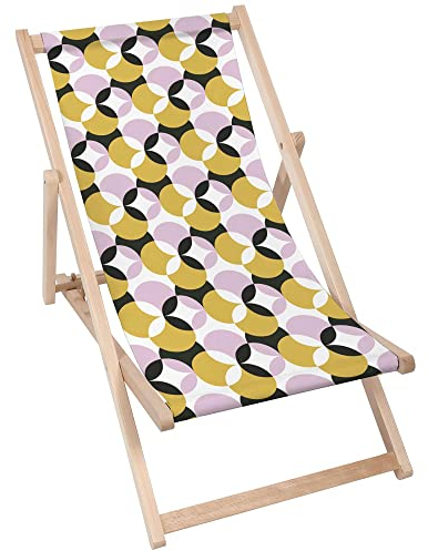 DreamRoots Liegestuhl Klappbar Holz aus Buchenholz, bis 130 kg belastbar, 3-Fach verstellbare Rückenlehne, waschbarer Polyesterbezug
