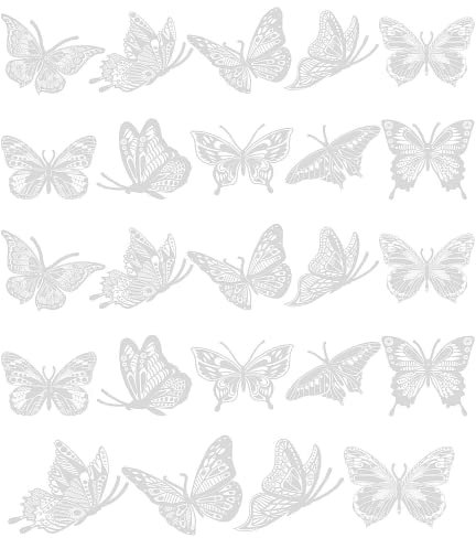 24 Pcs Window Stickers Large Size Butterfly Anti Collision Window Clings Translucent Alert Bird Window Decal Prevent People and Bird Strikes on Window Glass
