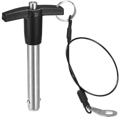 QUARKZMAN Spille di Bloccaggio a Maniglia T, Diametro Perno 15/32, Lunghezza Utilizzo 2-23/64 Perno Rilascio Rapido in Acciaio Inossidabile con Cavo Sicurezza (12mm-60mm)
