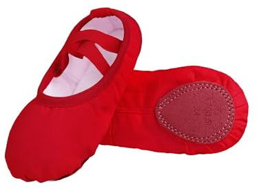 Ballet Shoes for Girls, Canvas Dance Practice Slippers Split Soft Sole Yoga Gymnastics Shoes Red
