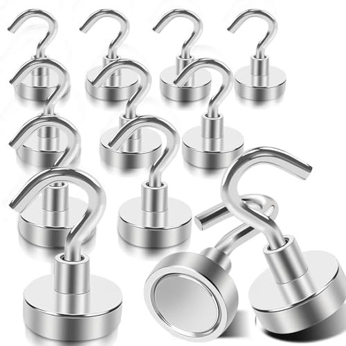 DGDUBRB 30lb+ Strong Magnetic Hooks for Cruise, 10pcs Muti-Use Metal Magnets with Hooks, for Fridge, BBQ Grill, Campervan, Van