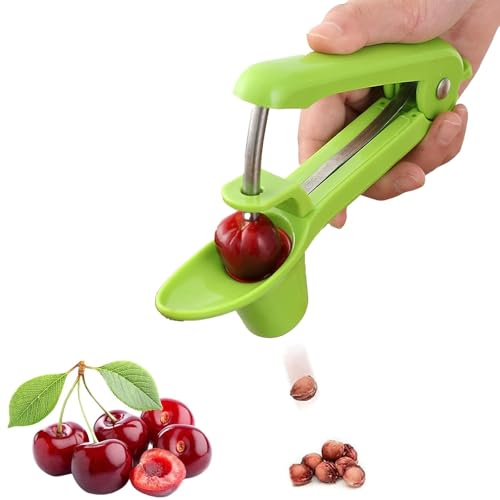 Kirschenentkerner, Kirschkernentferner, Edelstahl Entkerner Kirschen, Kirschentkerner Obstentkerner Cherry Corer Entferner, Geeignet Für Küchenkirsche Weißdorn Rote Dattel Jujube(Grün)