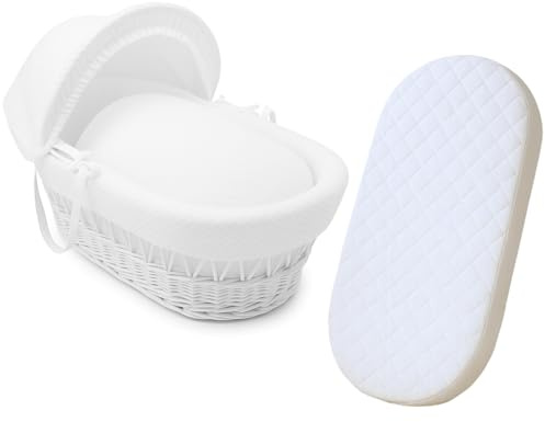 Crescent Textile Moses Pram Basket Mattress Extra Thick Super Soft & Nurture Classic Foam Mattress Easy to Fit For Baby Pram Crib Bassinet Baskets Oval Shape (67 X 30 X 4cm)