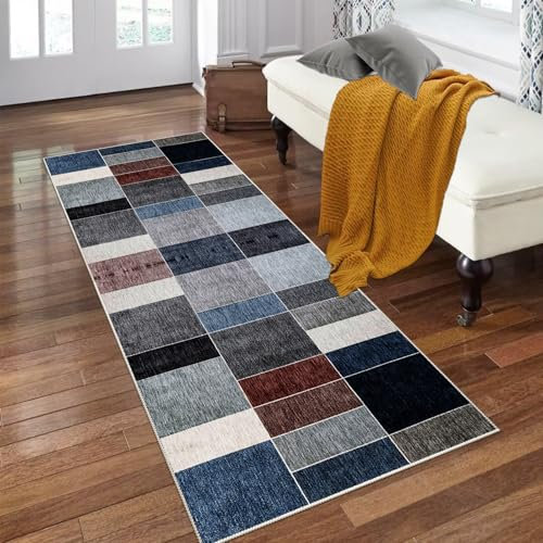 ZAJENKUB 70 x 200 cm Lang Teppich Läufer, Teppichläufer für Flur, Waschbar rutschfest Läufer Flur Teppich Küchenläufer Eingangstürmatte Teppich für Haustür, Flur, Eingang, Küche, Schlafzimmer