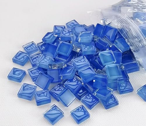 ZOFUN 1kg Kristall-Mosaik-Fliesen, 1 x 1cm Mosaiksteine zum basteln, kleine Mini-Mosaik-Fliesen zum Basteln, Mosaikfliesen für Badezimmer, Küche, Heimdekoration,DIY Kunstprojekte (Blaue Serie)