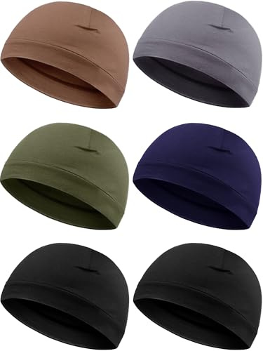 Syhood 6 Pieces Men Skull Caps Cotton Beanies Sleep Hats Multifunctional Helmet Liner Cap for Men and Women, Stylish Color, One Size