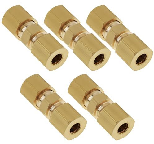 ECSiNG Raccord à Compression Droit en Laiton 5X 5mm Tête Hexagonale pour Conduite de Frein Automobile 3/16