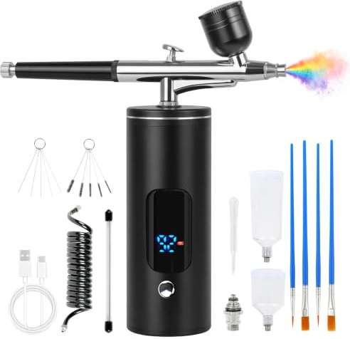 Air Brush Paint Kit 0.35mm Nozzle, 3 Pressure Levels, Non-Clogging, Black