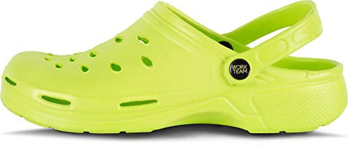 Work Team Zueco EVA Unisex. Ultraligero, ergonómico. Anatómico, con Cámara ortopédica, Suave para los pies. Unisex Verde Pistacho 38