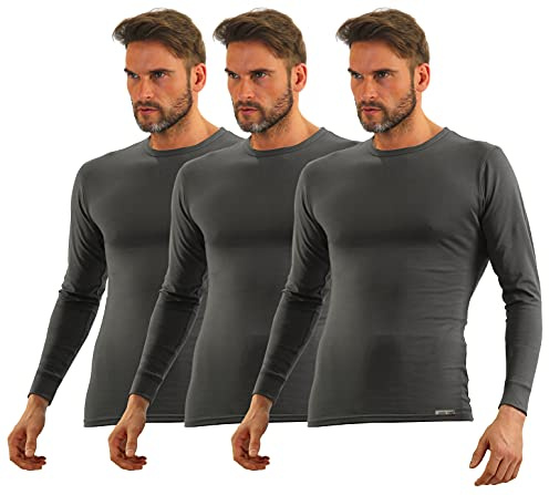 sesto senso Maglia Intima Uomo Lunga Pacco da 3 Cotone T-Shirt Termica Funzionale Biancheria Maniche Lunghe L 3 Wh Bl Blu