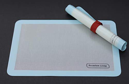 Silicone Baking mat, Half Sheet, 16.5 L x 11.5 W x 0.75 MM Thick, Reusable Baking Sheet Liner, Thick, Non-Stick, Easy Clean, Professional Grade, for Cookie, Pastry (2, Blue)