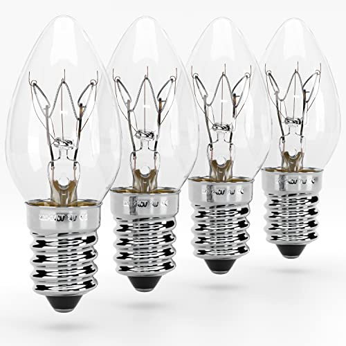 greate E14 7W glödlampa - reserv varmvit för saltlampa | 4-pack - saltkristallampa, doftlampa, orienteringsljus, symaskin, vitrinskåp - små glödlampor ljus med 40