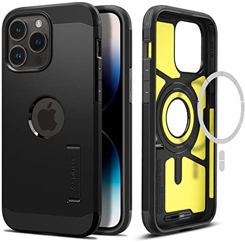 Spigen Tough Armor MagFit Case for iPhone 14 Pro Max, Compatible with MagSafe Accessories - Black
