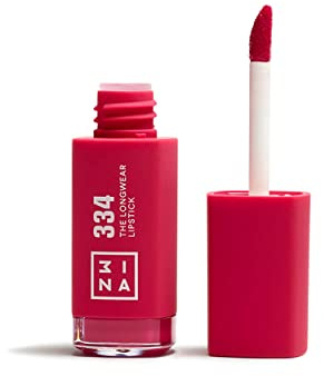 3ina MAKEUP - The Longwear Lipstick 334 Vivid pink Long Lasting Matte with Hyaluronic Acid to Moisturise Lips Highly Pigted Liquid Vegan Cruelty Free, 8.2 grams, Pack of 1