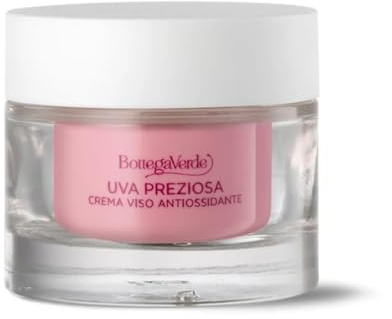 Bottega Verde - Uva Preziosa, Crema Viso Antiossidante Idratante, 50 ml, con Estratto Iperfermentato di Uva Rossa di Tenuta Massaini, Pelli Normali