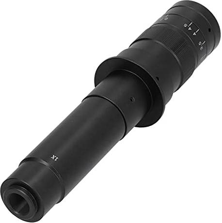 Eujgoov 300-faches Mikroskopkamera-Okular, C-Mount-Objektiv, Aluminiumlegierung, Schwarz, Zoom 0,7-4,5-fach für Industrielle Videomikroskope