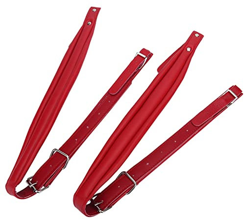 Fdit Akkordeongurte, Verstellbare Akkordeongurte aus Leder, Bequemer, Verschleißfester Akkordeon-Schultergurt für 16–120 Bass-Akkordeon (Rot)
