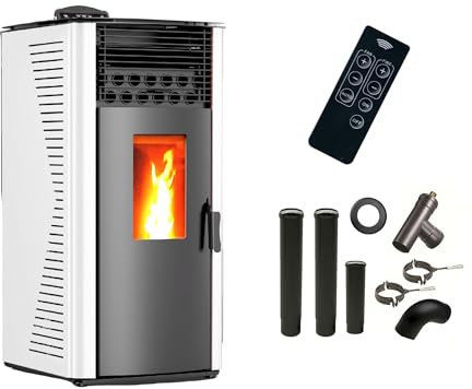 Poêle à granulés air Anita 12 kW Blanc Sannover + Kit Raccordement Fumisterie