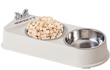 Rostfritt stål matskål för husdjur, hundskål för matvatten Dubbla | Hundkattskål i rostfritt stål med gummibas för kanin, valp, hund, katt