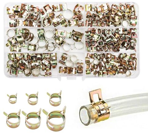 135 Stück Schlauch Federklemmen - 6 Modelle Schlauchschellen 6-12mm mit Box, Benzinschlauch Schellen, Rohrschellen Set Kraftstoffleitung Schlauchschellen Befestigung, für Luftschlauch, Wasserrohr
