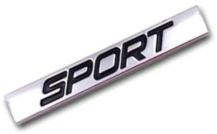 Adesivo 3D per auto, sportivo, cromato, lucido, con scritta nera – 7,8 x 1,2 cm