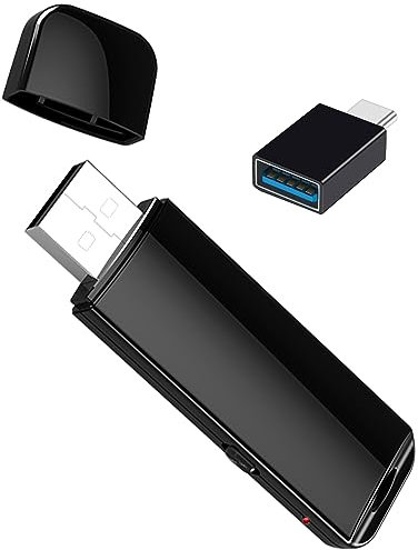 Notevox 32GB Digital Voice Recorder with Playback, USB Voice Activated Audio Recorder, Rechargable Sound Recording Device for Lectures/Meetings/Interviews/NoteTaking with USB C to USB A Adapter, Black