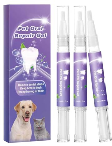 QEXUJOW Cuidado dental para gatos,Paquete de 3 bolígrafos cepillo de dientes para mascotas, bolígrafos de gel reparador bucal para mascotas
